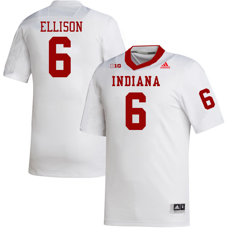 Men #6 Justice Ellison Indiana Hoosiers College Football Jerseys Stitched-White